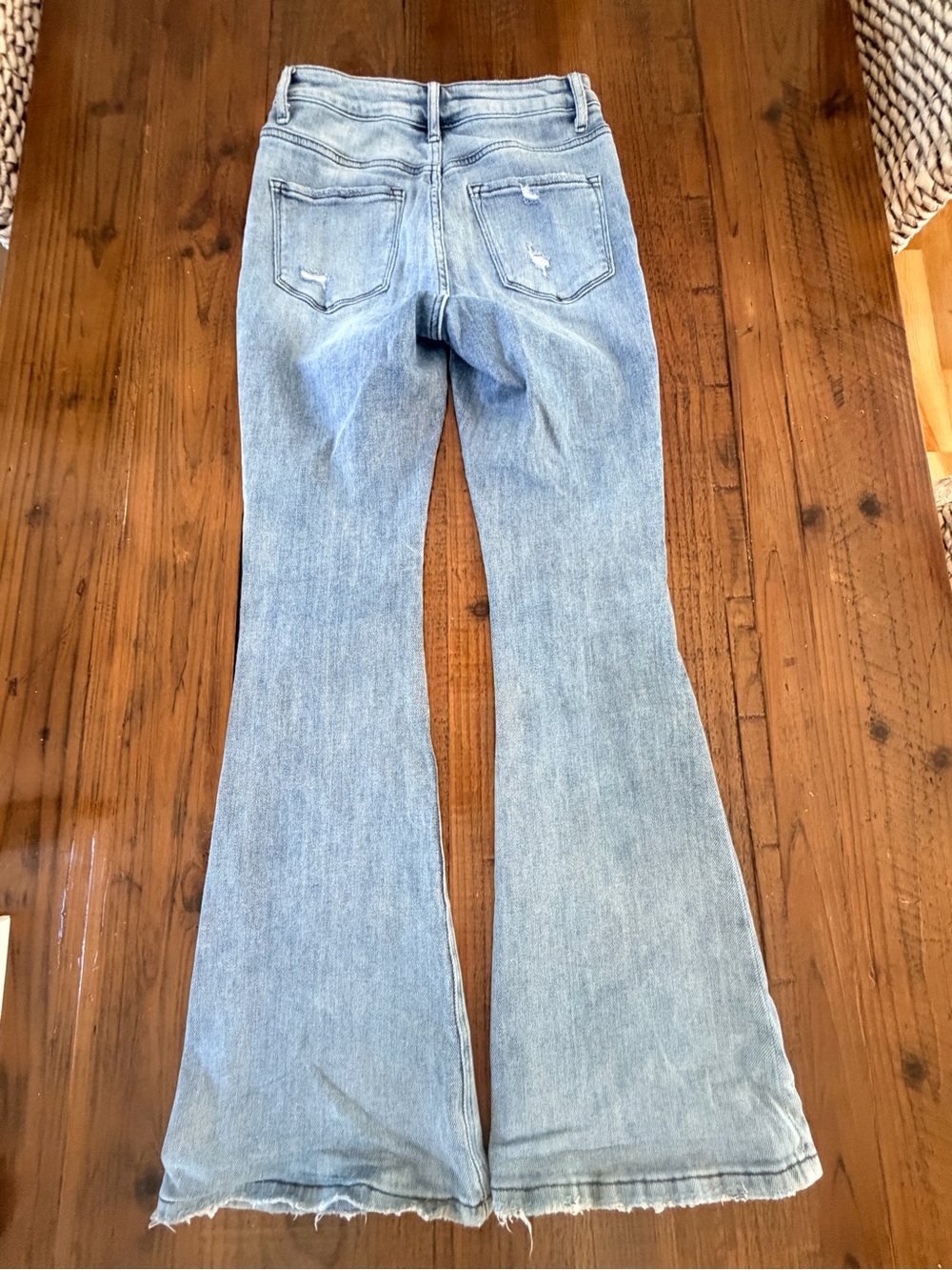 Vervet Light Blue Distressed Flare Jeans — Women's High-Rise Flared Denim 28 - Picture 9 of 12